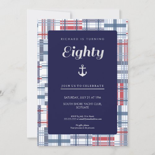 80th Birthday Invitation _ Eighty Nautical Custom