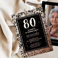 80th Birthday Invitation Elegant Custom Template