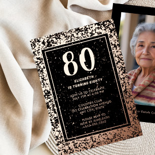 80th Birthday Invitation Elegant Custom Template