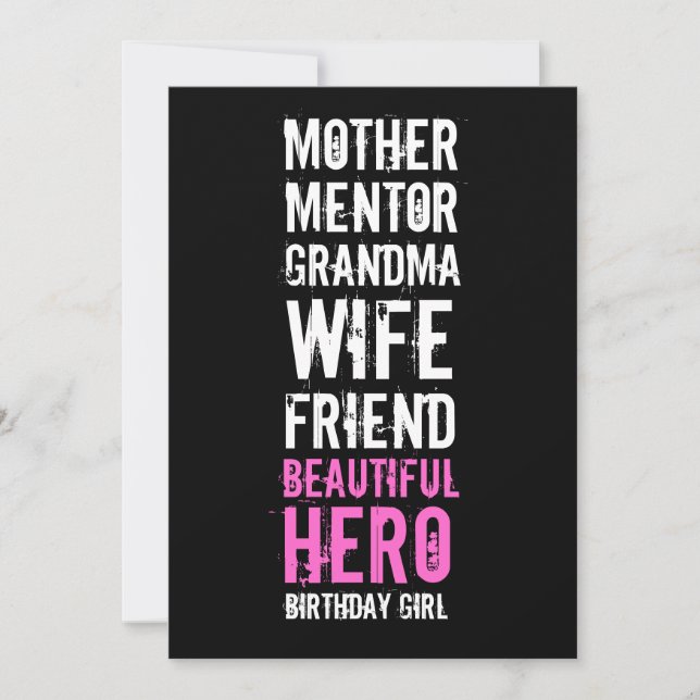 80th Birthday Invitation - Mom Beautiful Hero (Front)