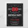 80th Birthday Invitation Red and Black Chalkboard