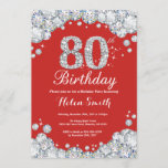 80th Birthday Invitation Red and Silver Diamond<br><div class="desc">80th Birthday Invitation. Red and Silver Rhinestone Diamond. Elegant Birthday Bash invite. Adult Birthday. Women Birthday. Men Birthday. For further customization,  please click the "Customize it" button and use our design tool to modify this template.</div>