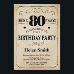 80th Birthday Invitation Rustic Vintage Retro<br><div class="desc">80th Birthday Invitation. Typography. Cheers to 80 years. Adult Birthday. Rustic Vintage Retro. Background. Male Men or Women Birthday. Kids Boy or Girl Lady Teen Teenage Bday Invite. 13th 15th 16th 18th 20th 21st 30th 40th 50th 60th 70th 80th 90th 100th. Any Age. For further customization, please click the "Customize...</div>
