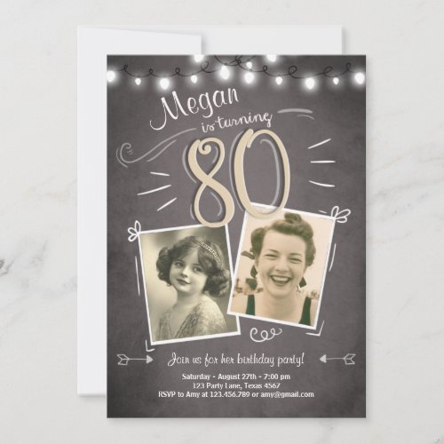 80th Birthday Invitation Vintage Eighty Birthday