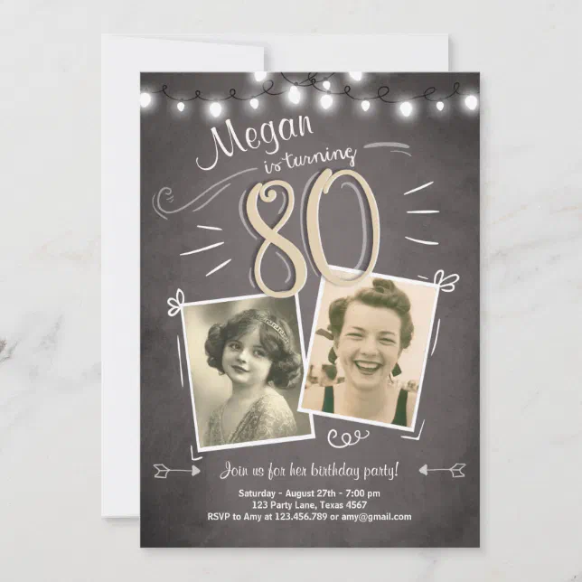 80th Birthday Invitation Vintage Eighty Birthday | Zazzle