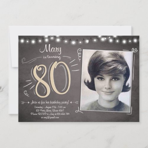 80th Birthday Invitation Vintage Eighty Birthday