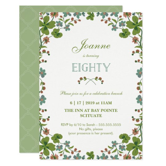 80th Birthday Invitation Vintage Floral Eightieth Invitation