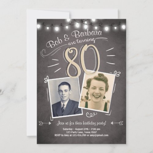 80th Birthday Invitation Vintage Twins birthday ct