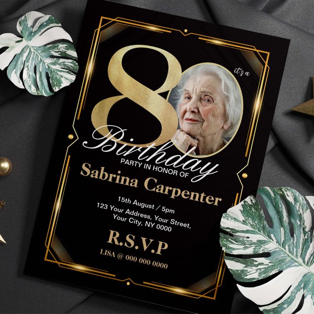 80th Birthday Invitation with photo (Creator Uploaded)
