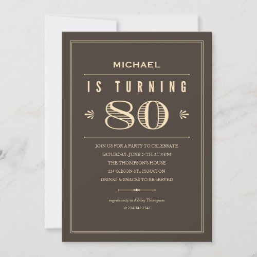 80th Birthday Invitations for Men