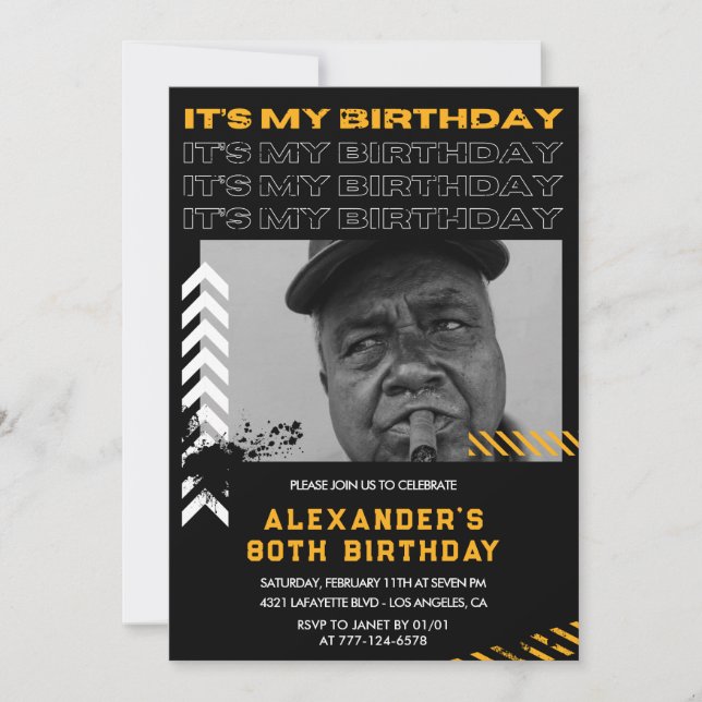 80th birthday invitations Men Photo Spray paint (Front)