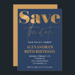 80th birthday invitations Save the date Gold Navy<br><div class="desc">80th birthday invitations Save the date Gold Navy</div>