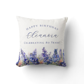 80th Birthday July Birth Flower Gift Custom Throw Pillow
