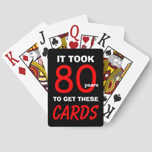 80th Birthday Jumbo Poker Playing Cards Funny 