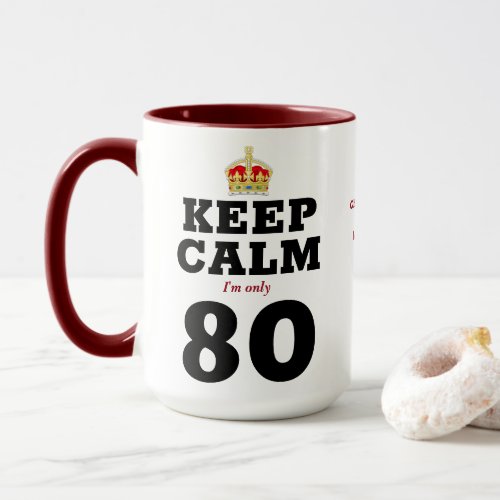 80th Birthday Keep Calm Add Message Funny Mug