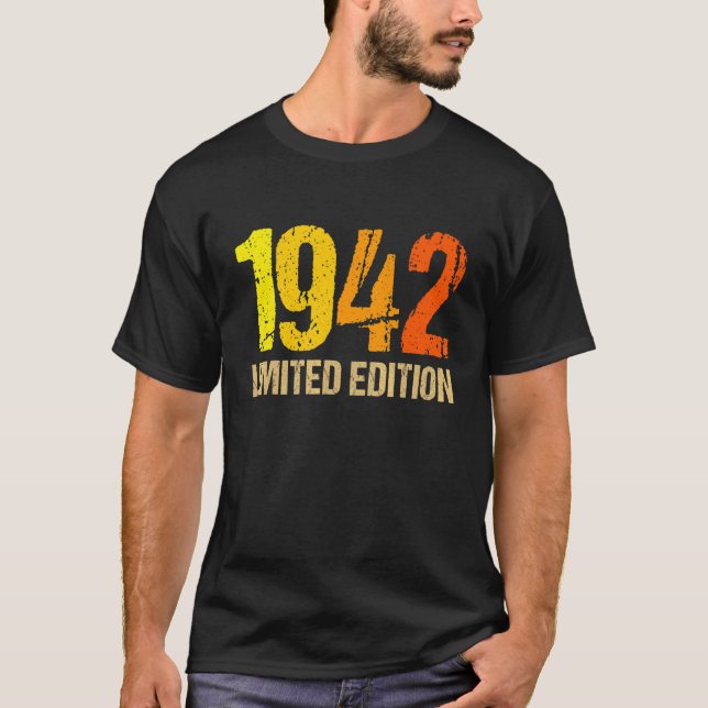 80th Birthday Ladies Mens 80 Years 1942   4 T-Shirt (Front)