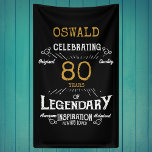 80th Birthday Legendary Black Gold Retro Banner<br><div class="desc">A personalized classic party banner for that special birthday turning 80. Add the name to this vintage retro style black, white and gold design for a custom 80th birthday gift. Easily edit the name and year with the template provided. A wonderful custom black birthday gift. More gifts and party supplies...</div>