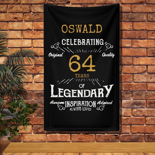 80th Birthday Legendary Black Gold Retro Banner