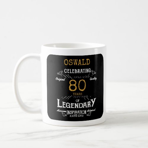 80th Birthday Legendary Black Gold Retro Coffee Mug
