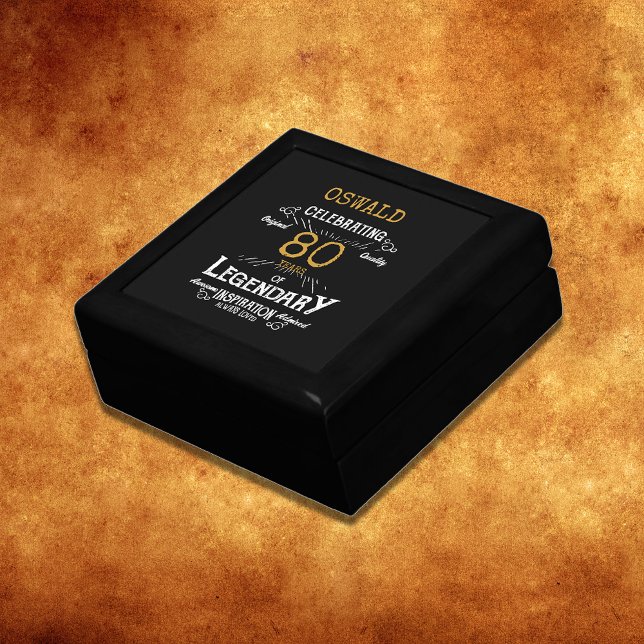 80th Birthday Legendary Black Gold Retro Gift Box (For those celebrating their 80th birthday we have the ideal birthday gift box with a vintage feel.)