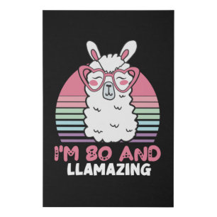 80th Birthday Llamazing Llama 80 Year Old Birthday Faux Canvas Print