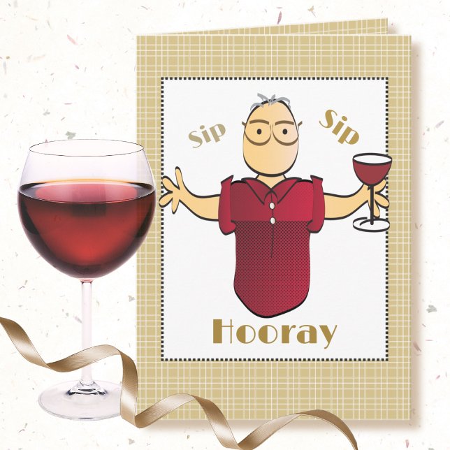 80th Birthday Male Cartoon Red Wine Toast Funny Card (Creator Uploaded)