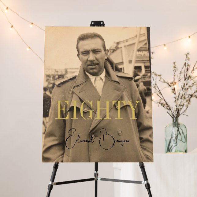 80th Birthday Male Photo Elegant Gold Foam Board (In Situ (Stand))