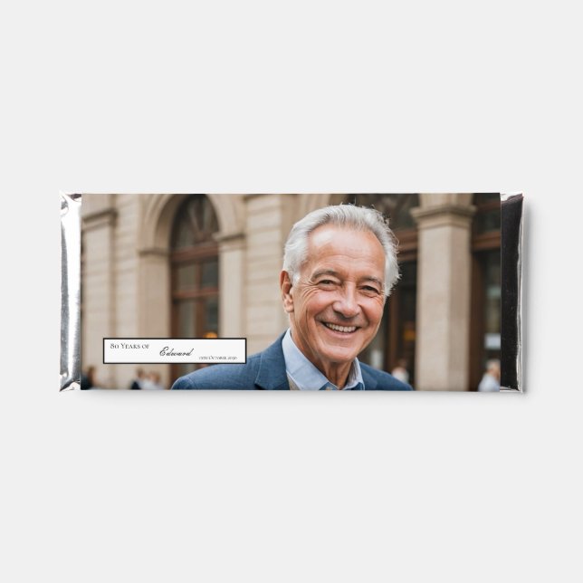 80th Birthday Male Stylish Photo Modern Hershey Bar Favors (Front)