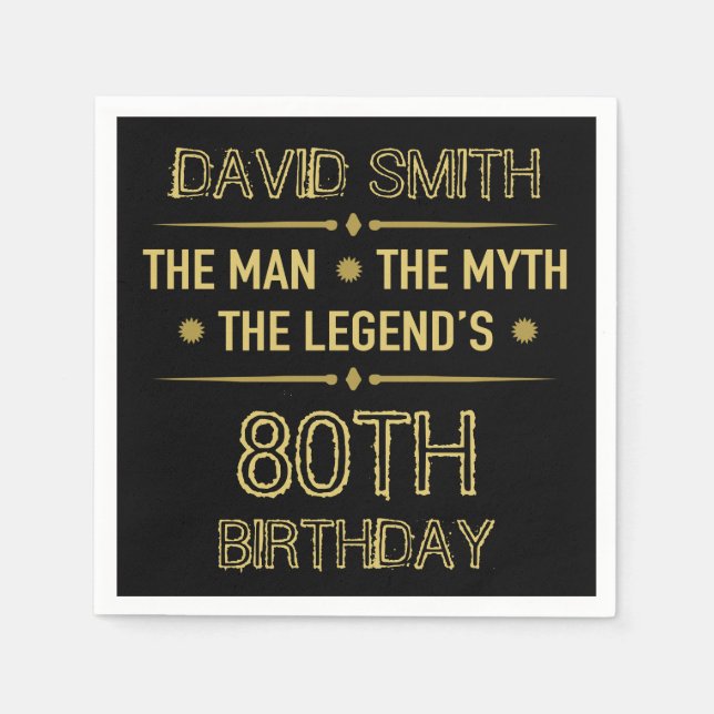 80th Birthday Man Myth Legend Napkins (Front)