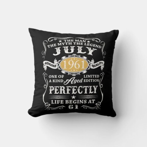 80th Birthday Man Myth Legend Vintage 1942 July Throw Pillow