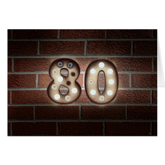 80th birthday-marquee light sign on brick (Front Horizontal)