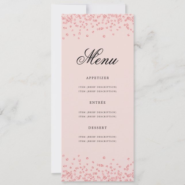 80th Birthday Menu Rose Gold Confetti Blush Invitation (Back)