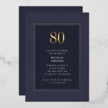 80th Birthday Minimal Elegant Dark Gold Frame Foil Invitation<br><div class="desc">80th Birthday Minimal Elegant Dark Purple Gray Gold Frame Foil Birthday Party Invitation</div>