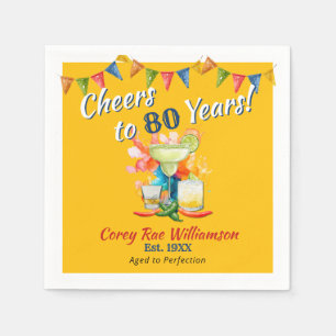 80th Birthday Modern Fiesta Cheers to 80 Years  Napkins