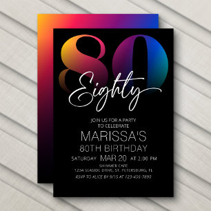 80th Birthday Modern Invitation