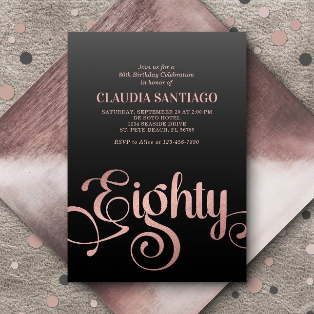 80th Birthday Modern Script Invitation (Creator Uploaded)