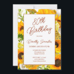 80th Birthday Modern Sunflower Floral Invitation<br><div class="desc">Bright and sunny sunflowers are the perfect flower to celebrate a special birthday. This modern floral frame and minimalist typography is a breath of fresh air for your party planning. This item is part of the Sunflower and Wildflower collection. It contains DIY templates you can use to easily create a...</div>