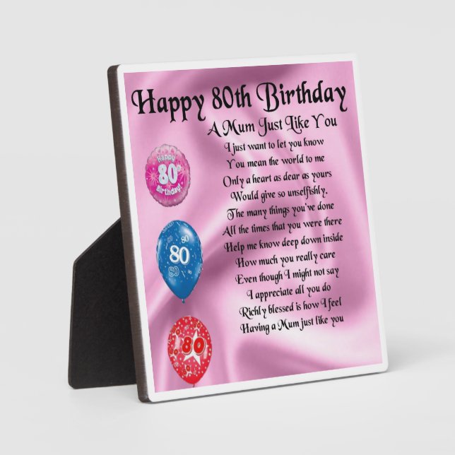 Sottobicchiere Auguri 80° Compleanno Per Mamma: Regalo Carino E Utile Con Fiori. Finitura Lucida 9x9 Cm.