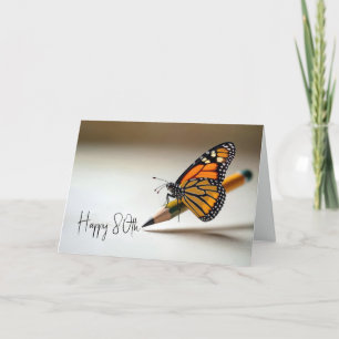 80th Birthday Monarch Butterfly On a Pencil Card