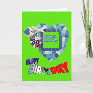 80th Birthday Mosaic Art Cust. Greeting Card