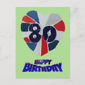 80th Birthday Mosaic Art Postcard
