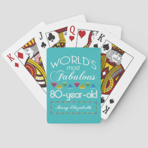 80th Birthday Most Fabulous Colorful Gem Turquoise Poker Cards