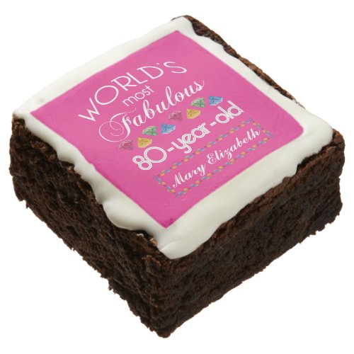 80th Birthday Most Fabulous Colorful Gems Pink Brownie