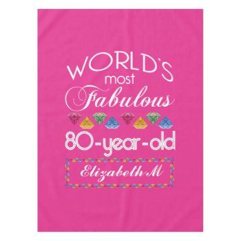 80th Birthday Most Fabulous Colorful Gems Pink Tablecloth by BCMonogramMe at Zazzle