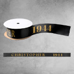 80th Birthday Name 1944 Black Gold Elegant Chic Satin Ribbon<br><div class="desc">80th Birthday Black Gold Elegant Chic Satin Ribbon Born 1944 - Personalized Celebration Accessory. Be a showstopper at your birthday bash with our 80th Birthday Name 1944 Black Gold Elegant Chic Satin Ribbon! Embellished with stunning black and gold, this satin ribbon speaks volumes of your unique style and sophisticated taste....</div>