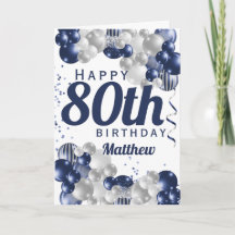 80th Birthday Navy Balloons