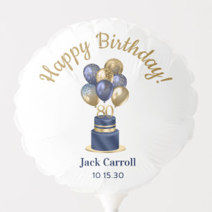 80th Birthday Navy Blue Balloon Cake