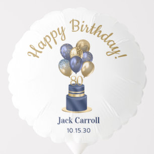 80th Birthday Navy Blue Balloon Cake