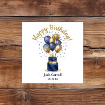 80th Birthday Navy Blue Balloon Cake Napkins<br><div class="desc">These fabulous men's 80th birthday party paper cocktail napkins featuring a 2-layer navy blue and gold cake with navy blue and gold balloons, the number 80 in gold would be perfect for celebrating your loved one turning 80. They're traditional and classic while being fresh, modern and contemporary. They'll look fabulous...</div>