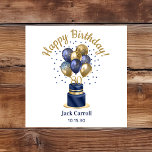 80th Birthday Navy Blue Balloon Cake Napkins<br><div class="desc">These fabulous men's 80th birthday party paper luncheon napkins featuring a 2-layer navy blue and gold cake with navy blue and gold balloons, the number 80 in gold would be perfect for celebrating your loved one turning 80. They're traditional and classic while being fresh, modern and contemporary. They'll look fabulous...</div>
